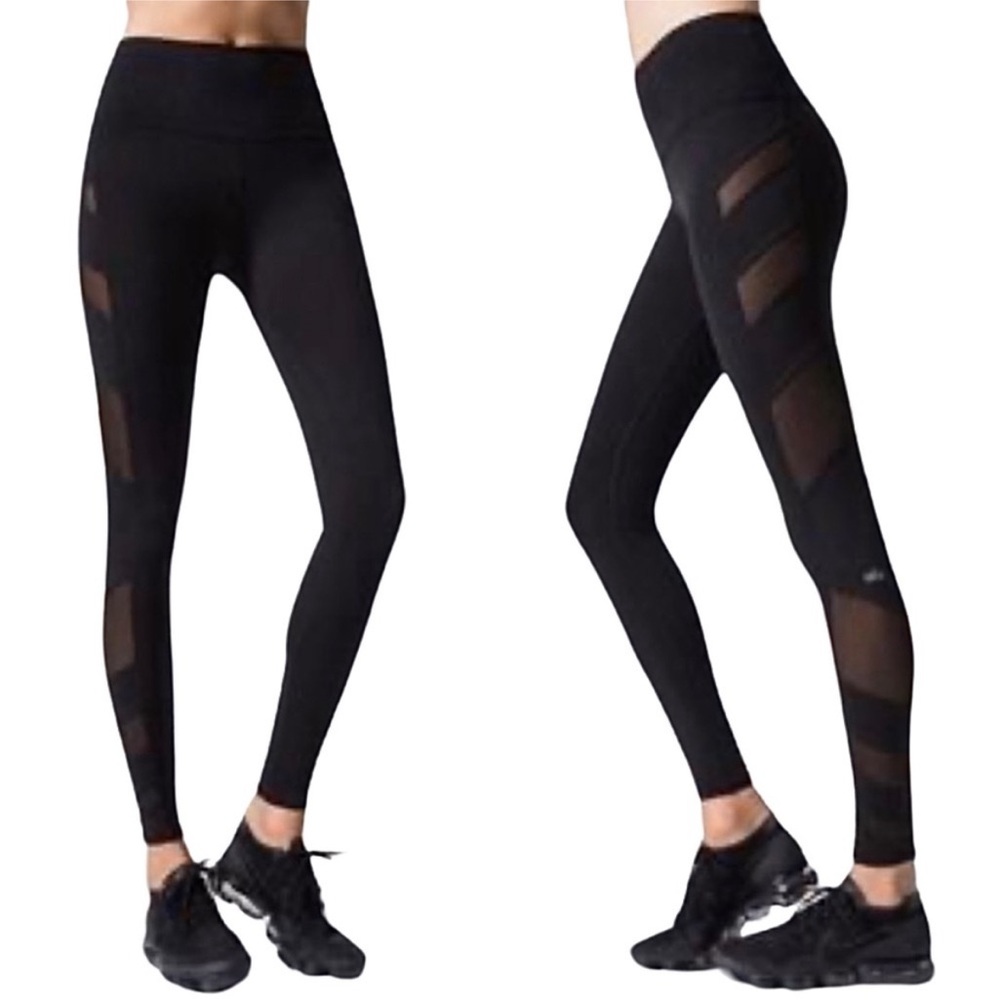 Alo black mesh, side leggings